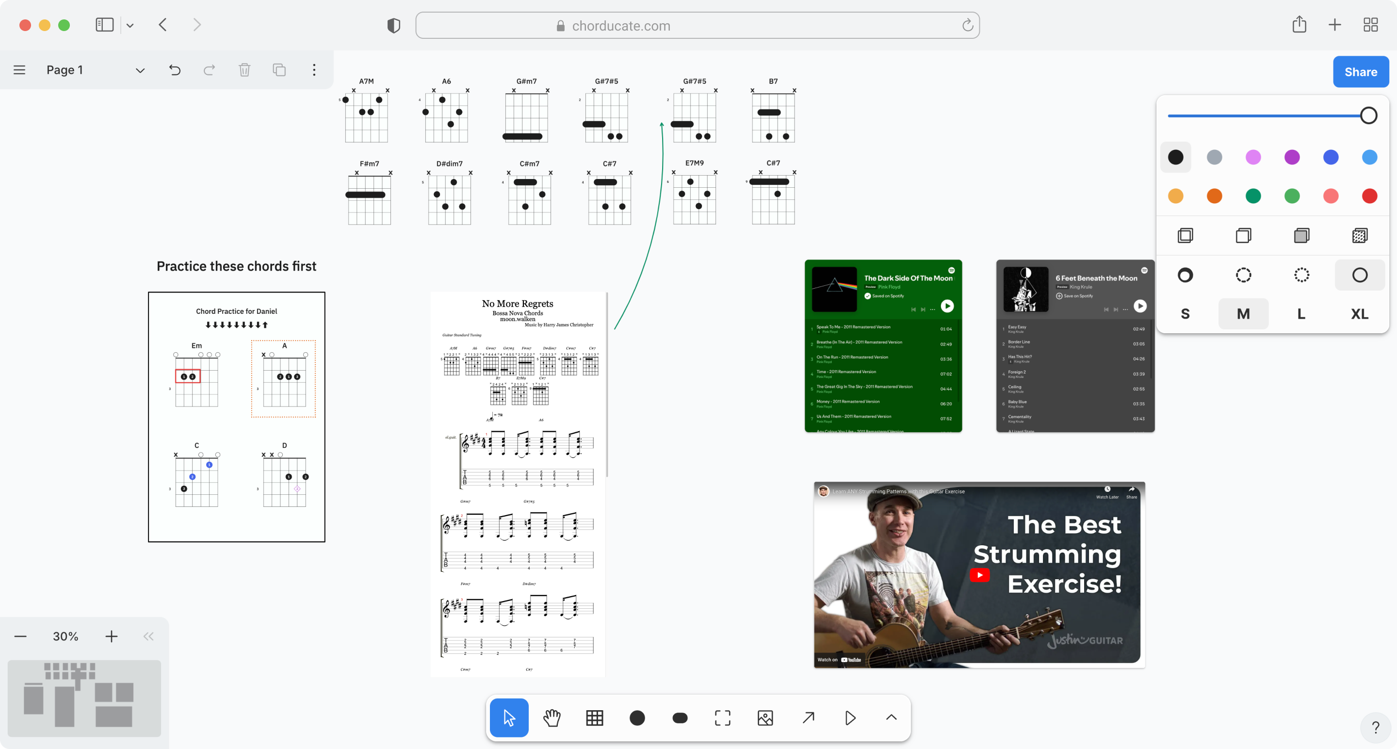 Chorducate whiteboard interface